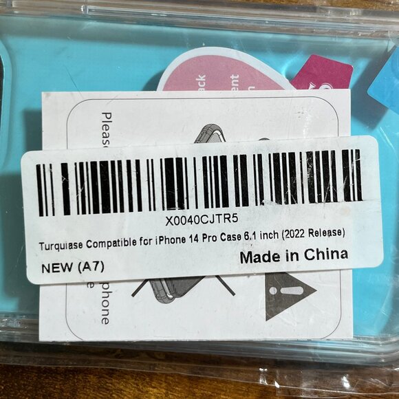 Turquoise Compatible iPhone14 Pro Case 6.1 inch - Picture 3 of 3